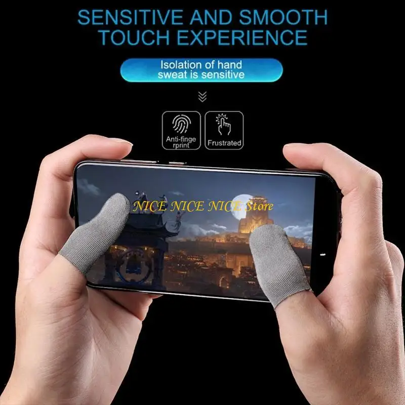 1 pasang Gaming Finger Game Sarung Tangan Game Bernapas Jempol Tempel Tepi Tepi Ulang Fingertip Cover Untuk Game Seluler