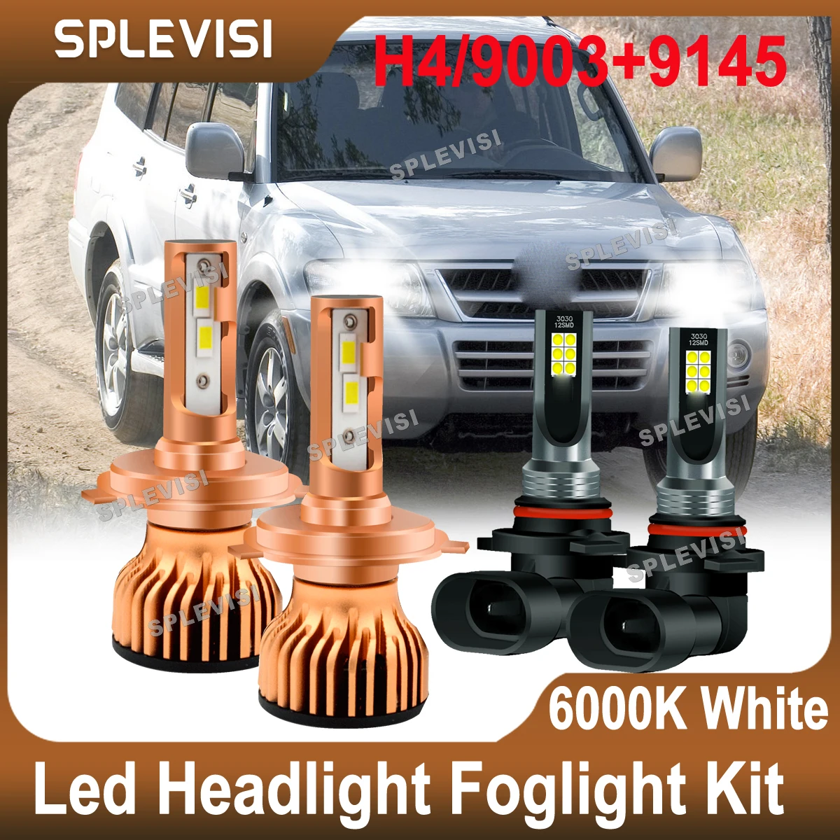 

Car Light 6000K White Headlight H4 Led High Low Beam 9145 Foglight Kit Fit For Mitsubishi Montero 2001 2002 2003 2004 2005 2006