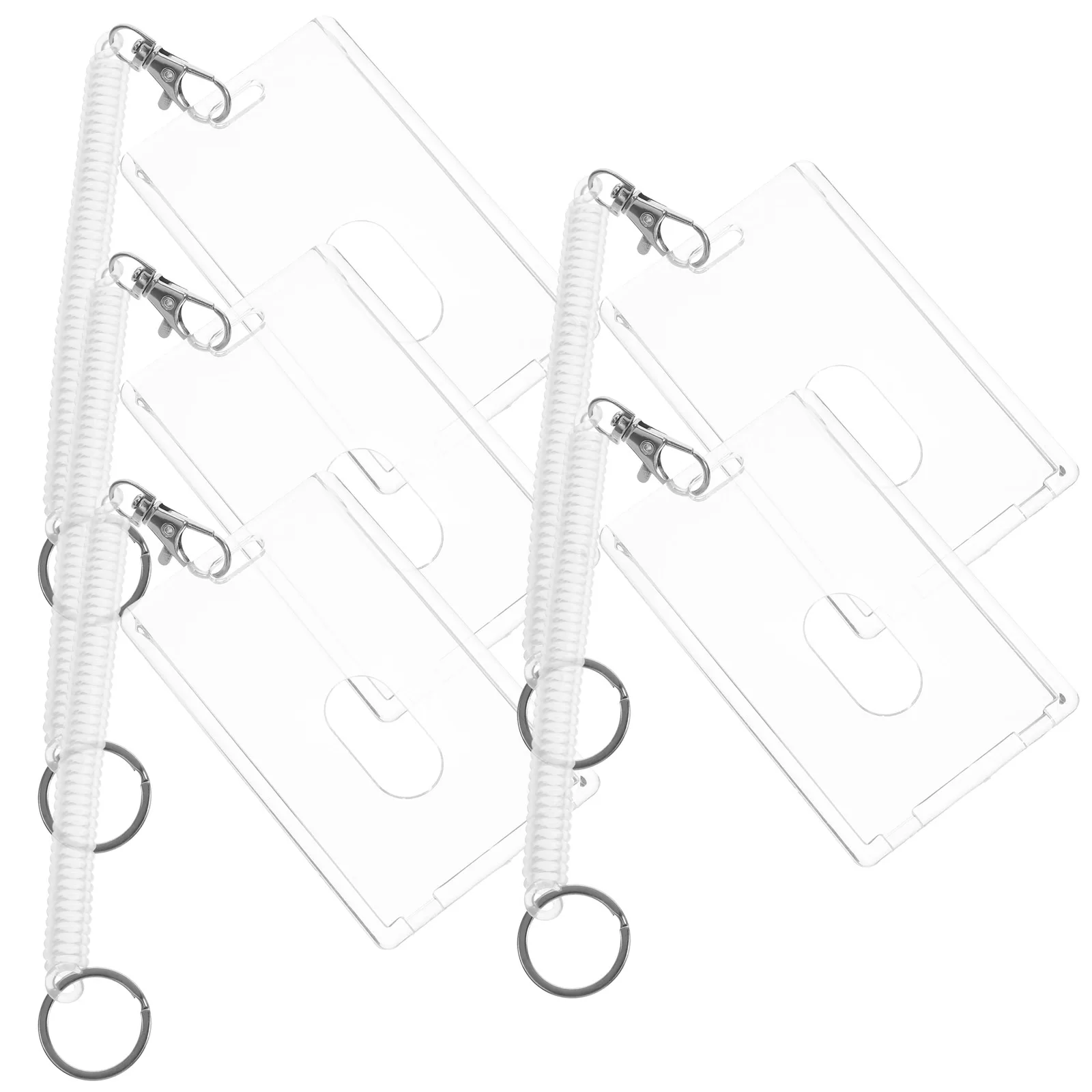 

5 Sets Card Holder Wrist Lanyard Vertical Protector Plastic Cover Reusable ID Badge Holder Clear Name Tag Sleeve