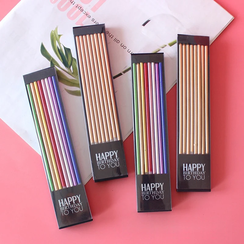 

20 Box Birthday Candles Simple Electroplating Cake Candles Long Thin Cake Candles For Wedding Party And Cake Decoration
