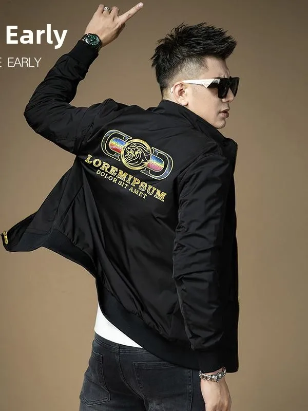 

Мужская повседневная куртка с принтом, тонкая, с воротником-стойкой, летняя новинка, из полиэфирного волокна, свободного кроя, с длинными рукавами