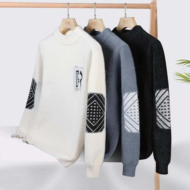 

Мужской осенний нижний свитер, флисовый трикотаж, утепленные топы, повседневные мужские джемперы, новый зимний модный пуловер с круглым вырезом, толстовка