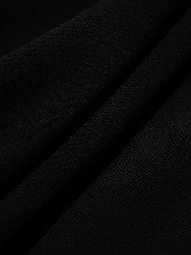 I BELIEVE YOU Black Embroidered Casual Pants Summer 2025 Elastic Waist Harun Pants High Waist Ankle-Length Trousers 2251045952
