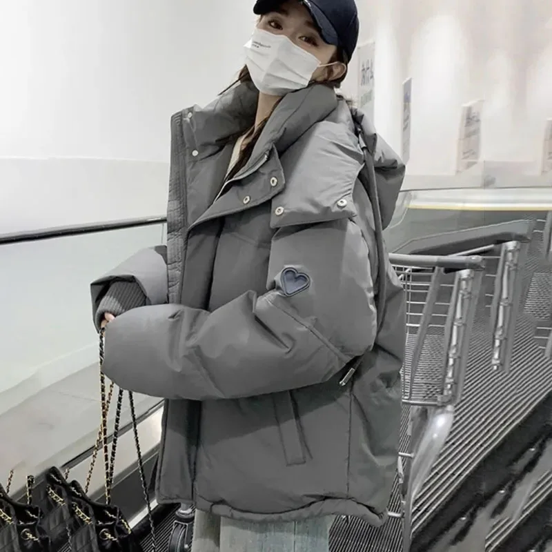 

New Winter Warm Down Cotton Jacket Female, Loose Hooded Parker Heart Jacket, Couple Outfits Suitable For Both Men Women To Wear