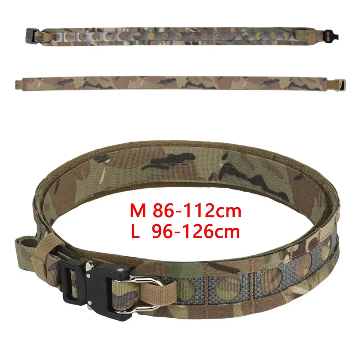 Tactcal Bison Belt Battle 2 Layers Waistbelt Quick Detach Metal Bulckle Ferro Style MOLLE Hunting Combat Waistband Airsoft Gear