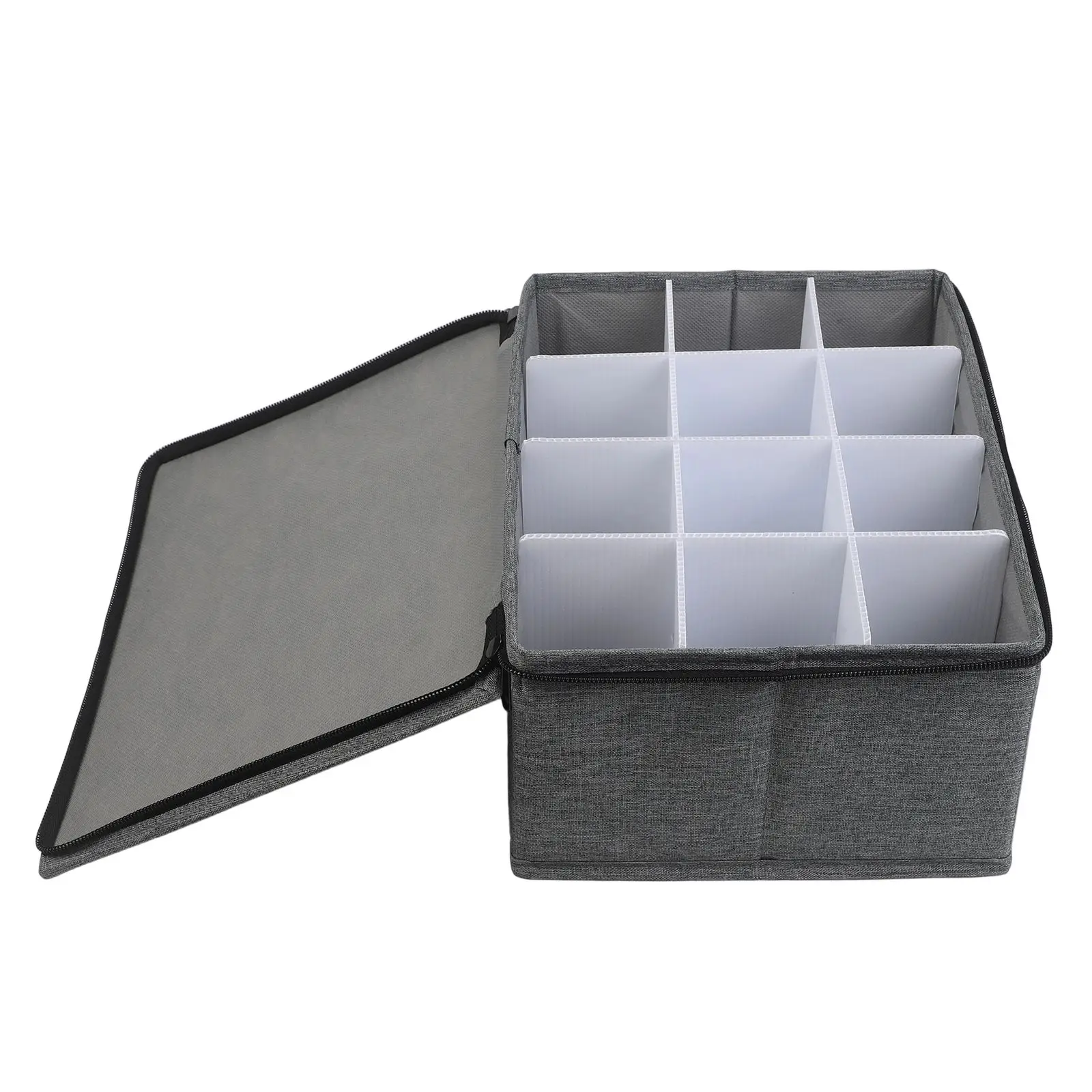 Whiskey Glass Storage Container with Dividers Handles and Stackable Design for Easy Organization and Transport
