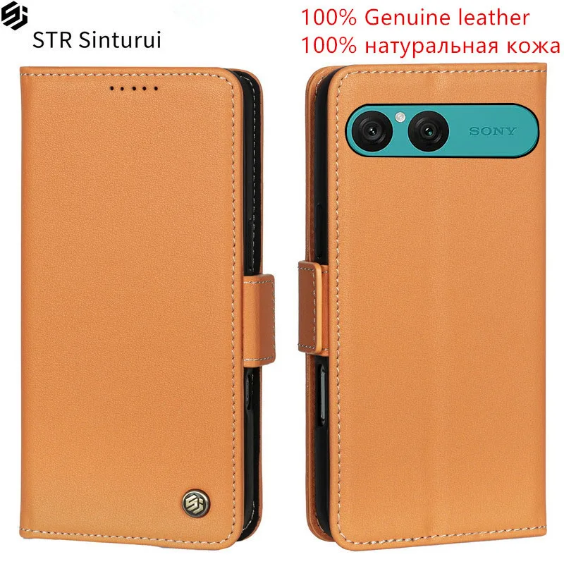 

STR 100% Genuine leather Nappa grain card Slot Wallet Cover For Sony Xperia 10 1 IV VII VI 5 V III II Flip shockproof phone Case