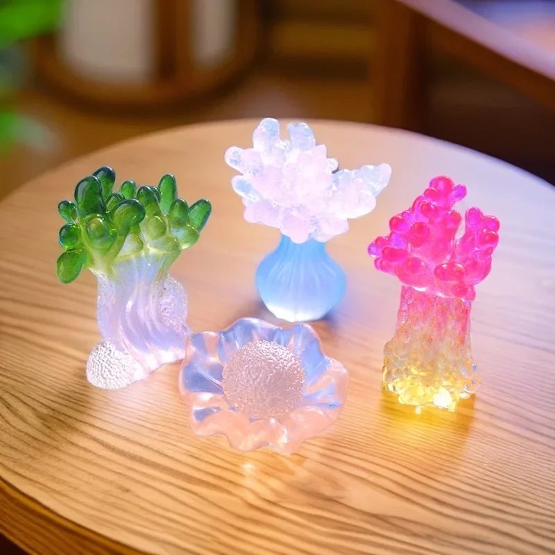 Marine Luminous Coral Micro Landscape Ornaments Glowing Coral Oyster DIY Desktop Fish Tank Aquarium Decor Toys для аквариума