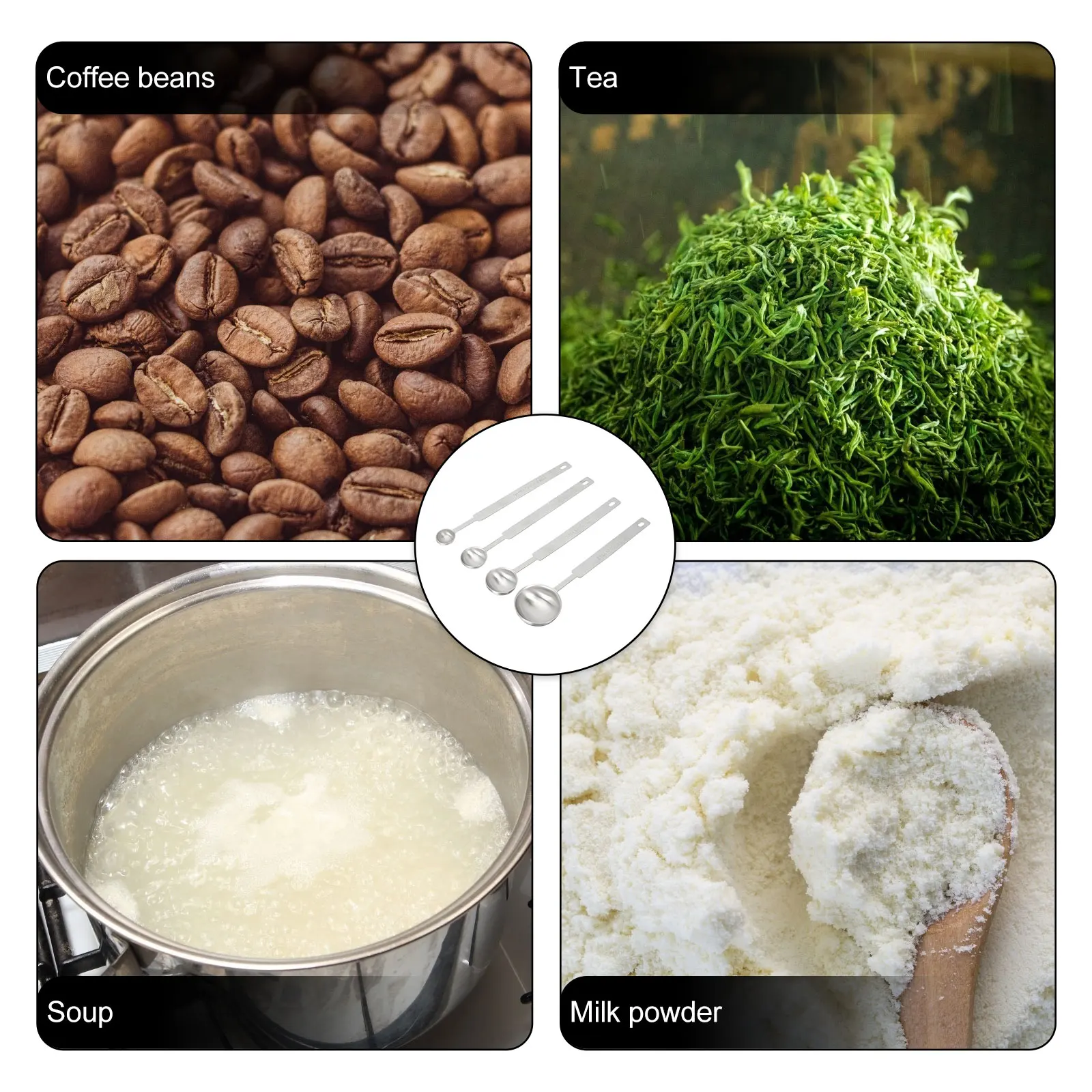 

4Pcs Measuring Spoons Stainless Steel for Baking Cooking Accurate Size Rust Proof Polished Finish Measuring Spoon