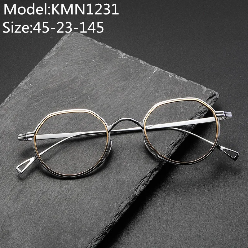 

Japanese Handmade Polygon Pure Titanium Glasses Frame Men Women Trend Classic Round Eyeglasses Ultralight Eyewear Spectacles