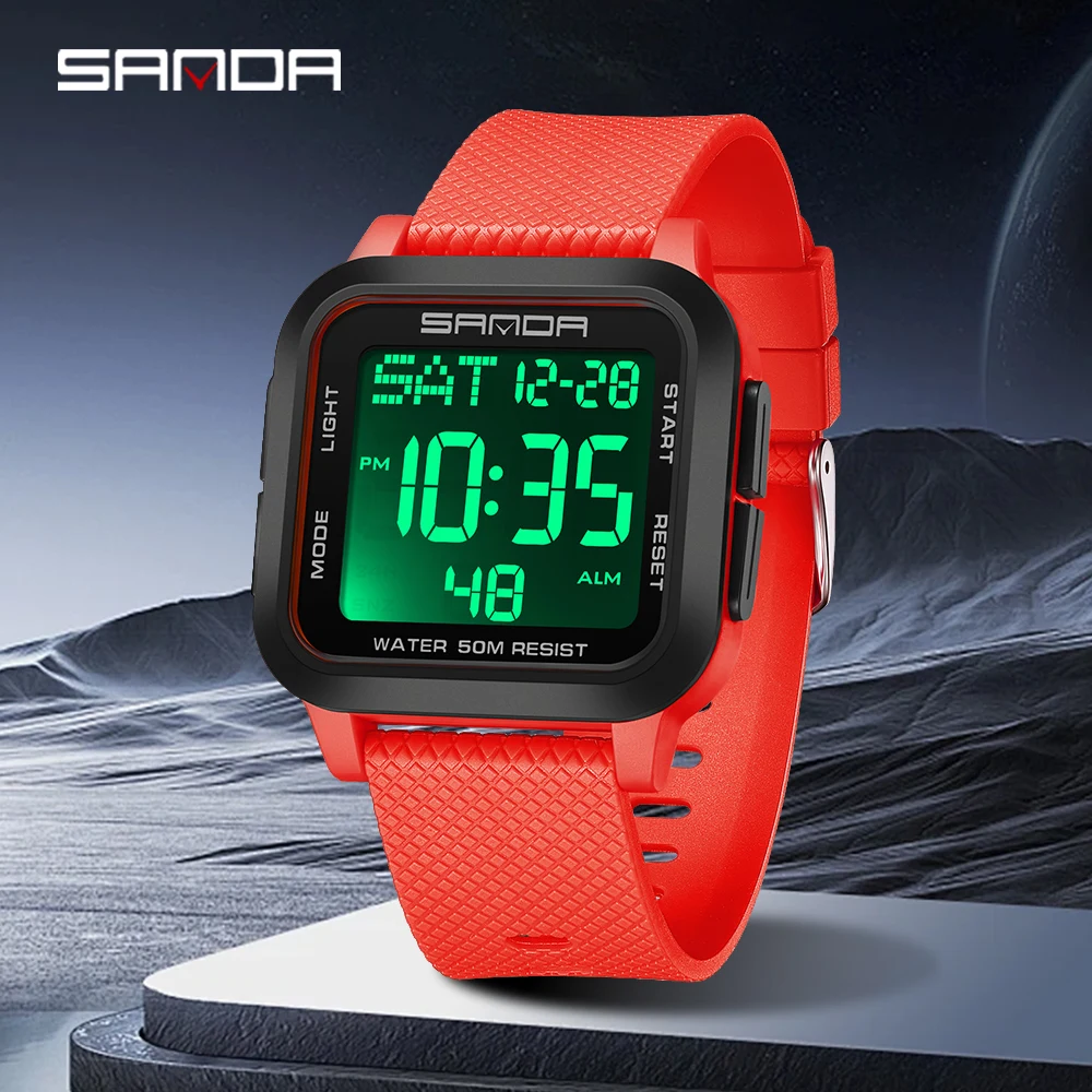 SANDA 디지털 시계 남자 군대 스포츠 남성 전자 손목 시계 톱 브랜드 럭셔리 LED 스톱워치 방수 시계 선물 2194