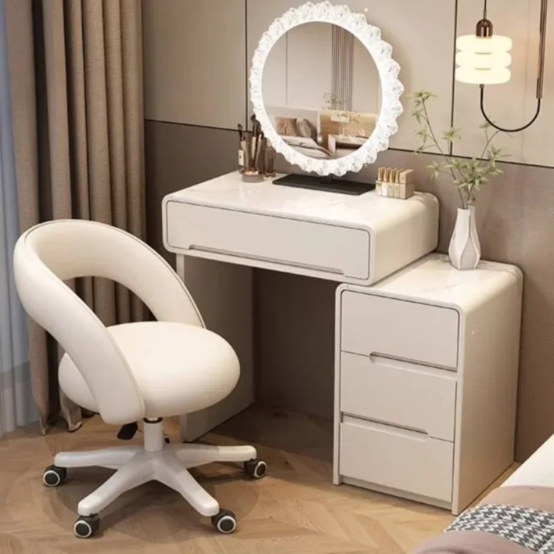 Girls Drawer Vanity Table Storage Makeup White Space Saving Vanity Table Nightstands Mirror Wood Schminktisch Furniture For Home