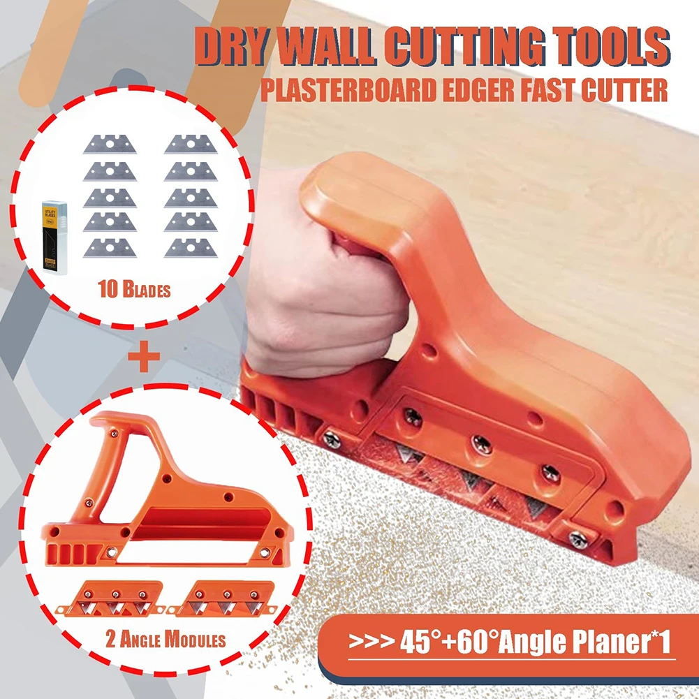 1pc Plasterboard Quick Cutter with Blades Gypsum Board Hand Plane Drywall Edge Chamfer 45°/60° Woodworking Trimmer Hand Tool Set