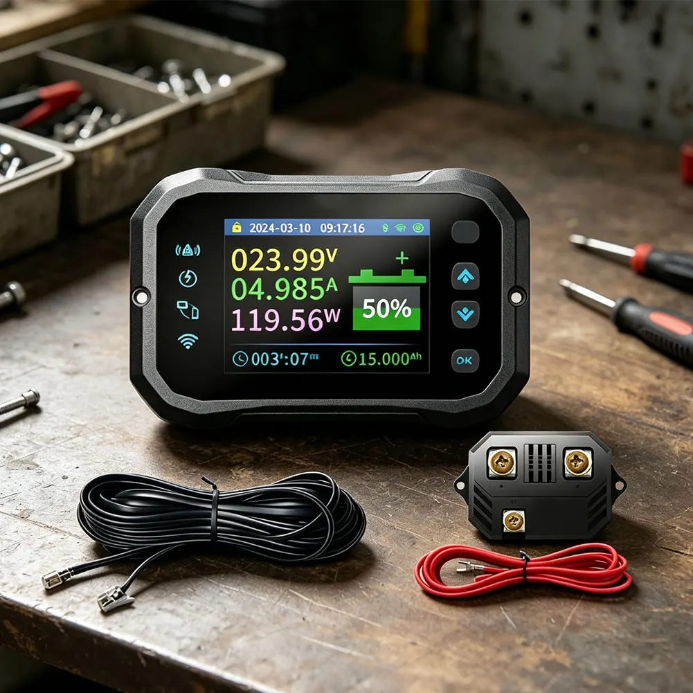 WiFi Remote‑Operated Battery Coulomb Meter, High‑Precision Bidirectional Power Testing Device For RV And EV Battery Monitoring