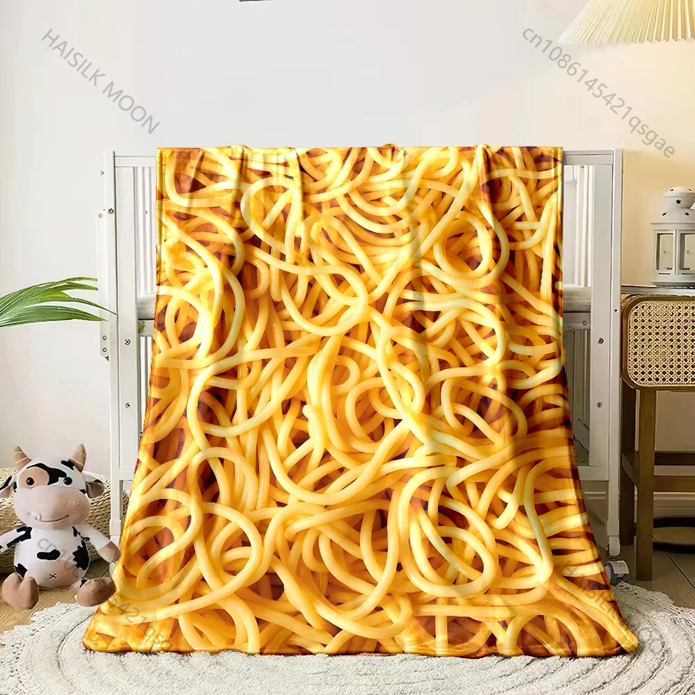 1PC Close-up of yellow pasta  Print Adult Children Warm Blankets Home Travel Car Soft Comfortable Suitable for all seasons