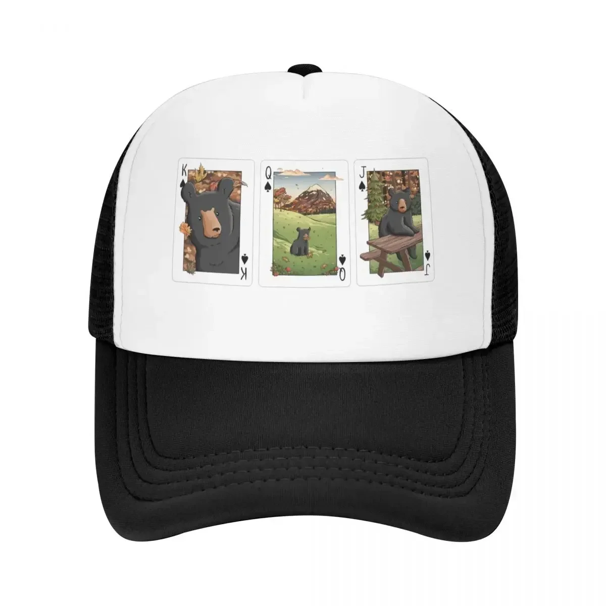 Black Bear Clubs Cards Print Baseball Cap Fishing cap Designer Hat Women Men's