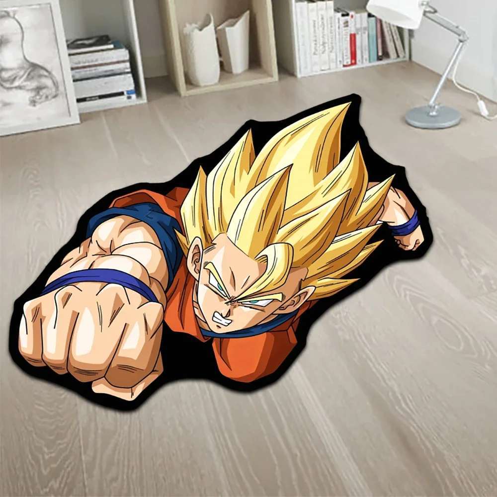 Alfombras de área Irregular Anime Dragon Ball Blue Goku, alfombra personalizada con ilusiones ópticas, alfombra impresa para decoración del hogar