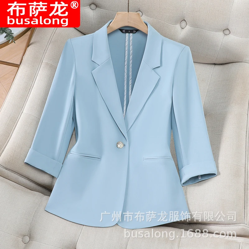 

New style blazer with a business-like vibe, women's mid-sleeve professional suit, formal women's jacket, workwear8815