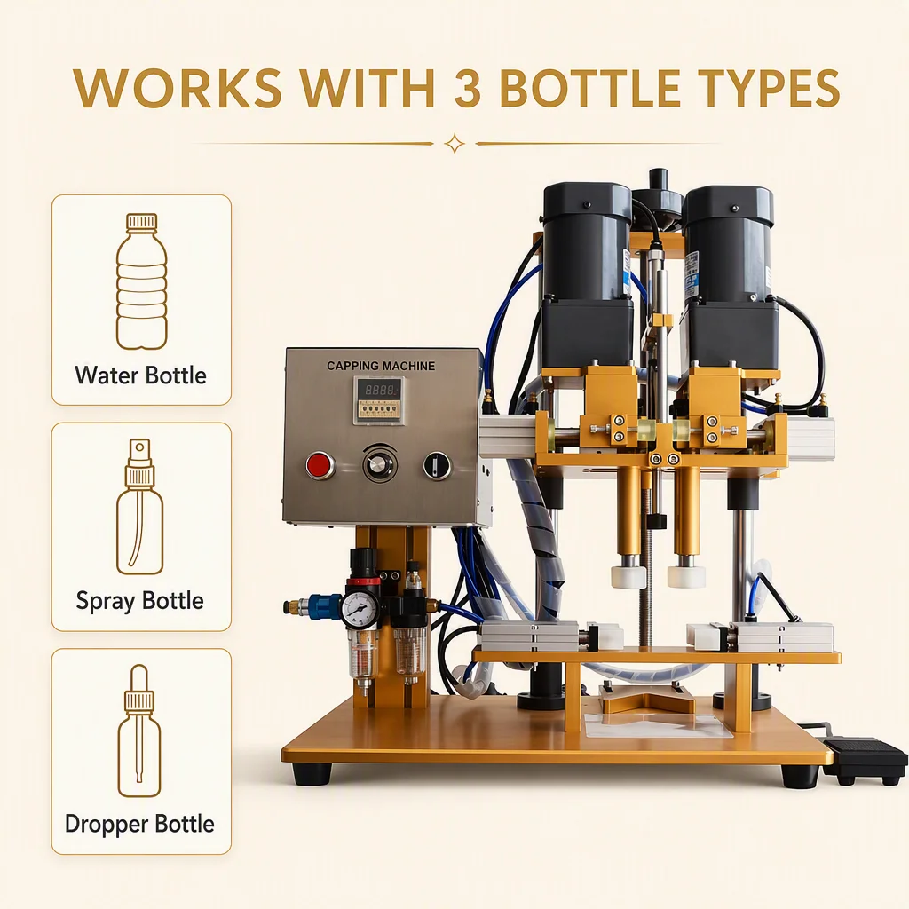 Semi-Automatic Screw Capping Machine Plastic Bottle Pneumatic