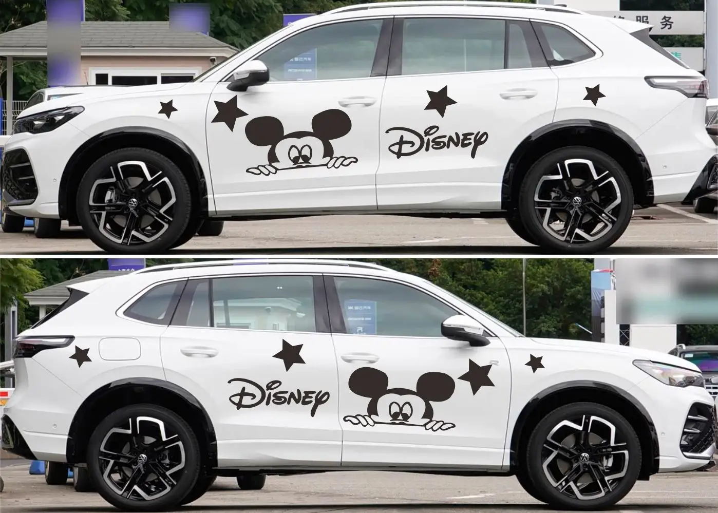 For Volkswagen SUV Disney Mickey Mouse Full Car Body Side Sticker Racing Vinyl Decal Full Color Self-adhesive Auto Decor