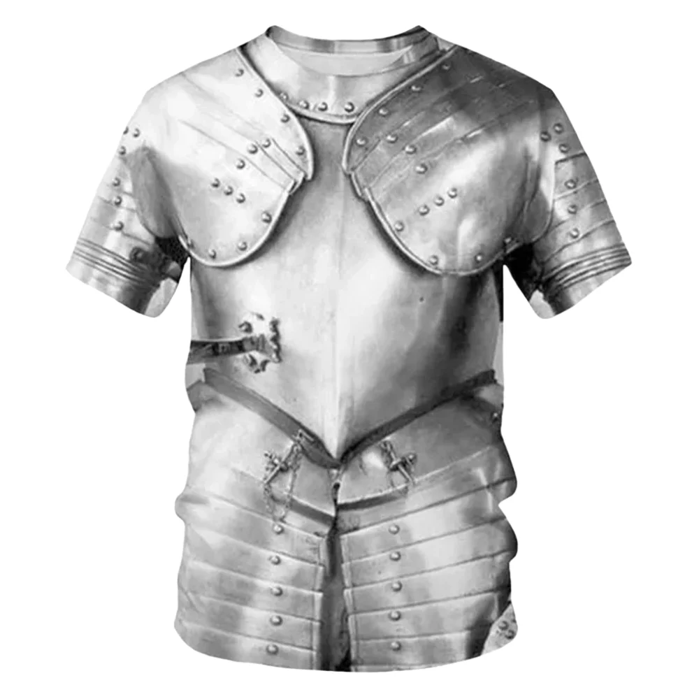 

Средневековая доспехи, футболка для косплея, летняя уличная одежда с 3D принтом, футболка с короткими рукавами, модная удобная уличная одежда, мужские футболки