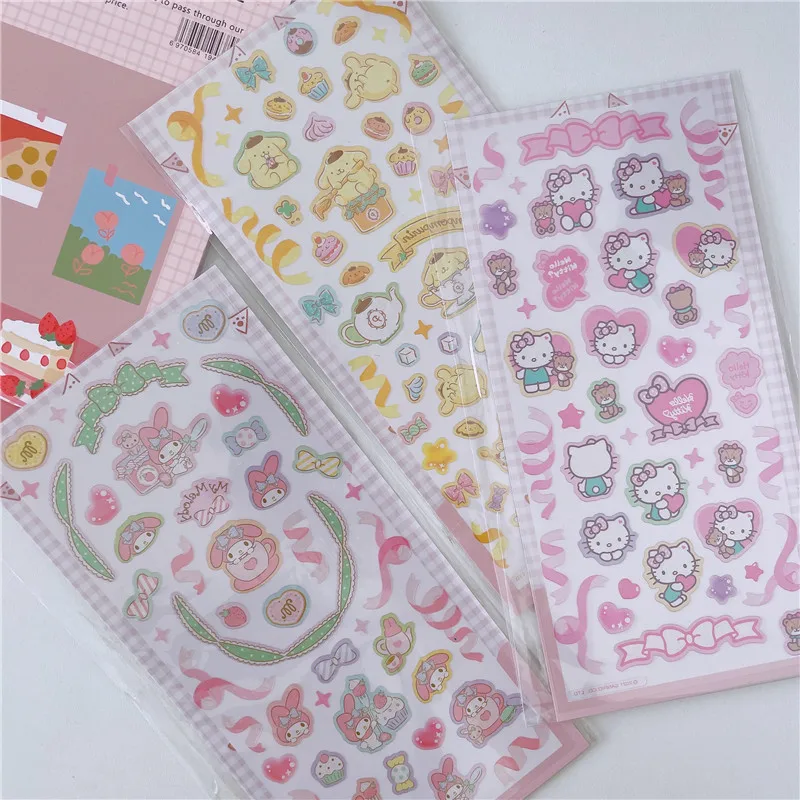 5pcs Kuromi Melody Hello Kitty Cinnamoroll Ledger Decorative Sanrio Waterproof Sticker