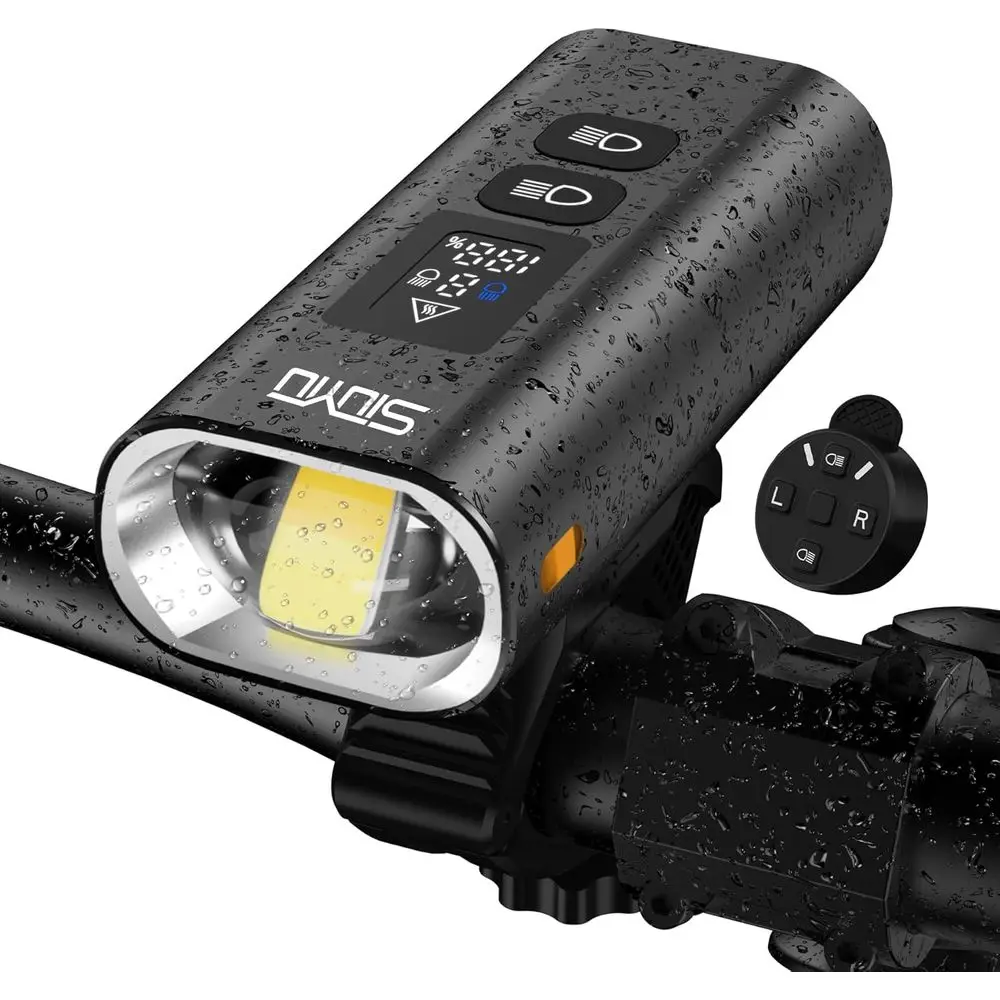 

Rechargeable Bike Lights - Dual Color LED Beads 1600LM, 5200mAh for Night Riding, 13 Modes, Smart Remote, IPX4 Waterproof Bicycl