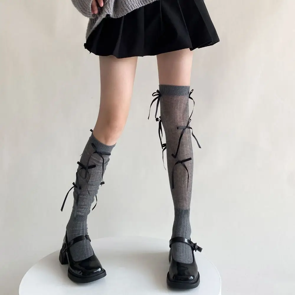 

JK Bow Socks Kawaii Female Hosiery Ballet Style Middle Tube Socks College Style Leg Socks Calf Socks Student