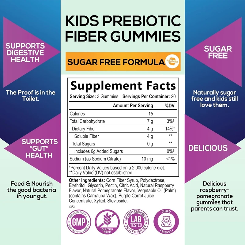 Children's Fiber Soft Candy Bear Supplement - Supports regularity, digestive health, and immune support