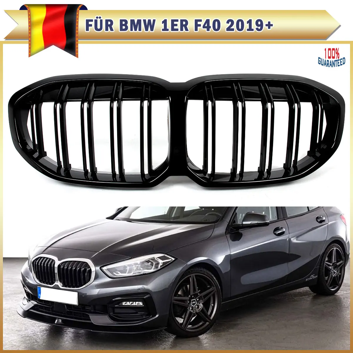Image of M-Style Doppellinien-Frontstoßstangengrill Nieren-Renngrills für BMW F40 1er Serie 120i 118i 116i 2019 2020 2021 2022 Autozubehör