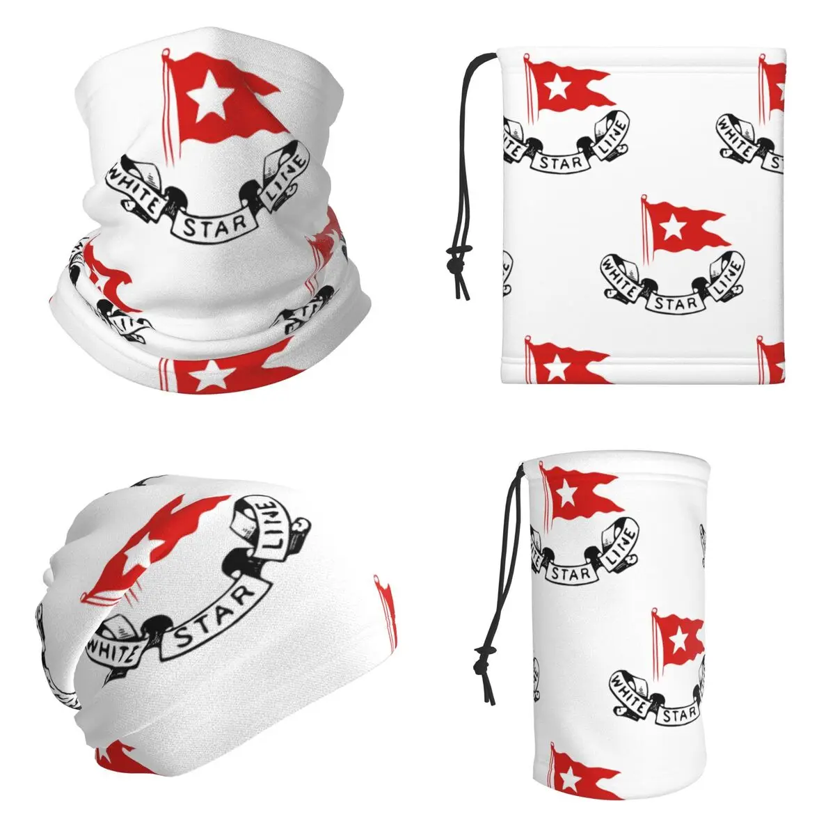 Titanic White Star Line - Red Flag With Star Logo Bandana Neck Gaiter Wrap Mask Scarf Riding Cycling Scarf Unisex Adult Washable