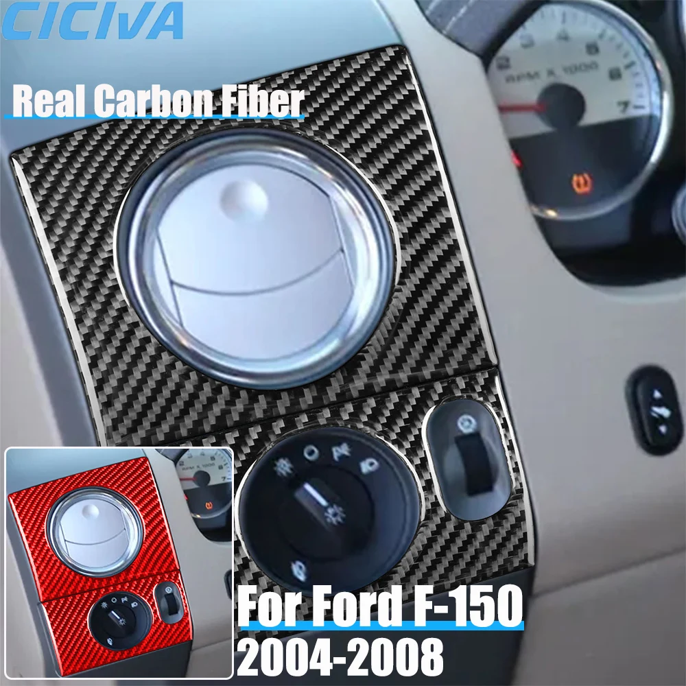 

Real Carbon Fiber Car Accessories Headlight Switch Air Vent Trim Cover Soft Sticker For Ford F150 FX4 2004 2005 2006 2007 2008