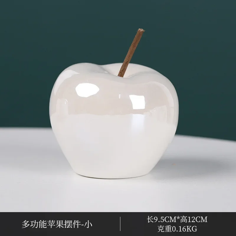 LED Translucent Apple Decoration Minimalist Living Room Wine Cabinet Home Ceramic Fruit Decor Desktop Ornaments Night Light