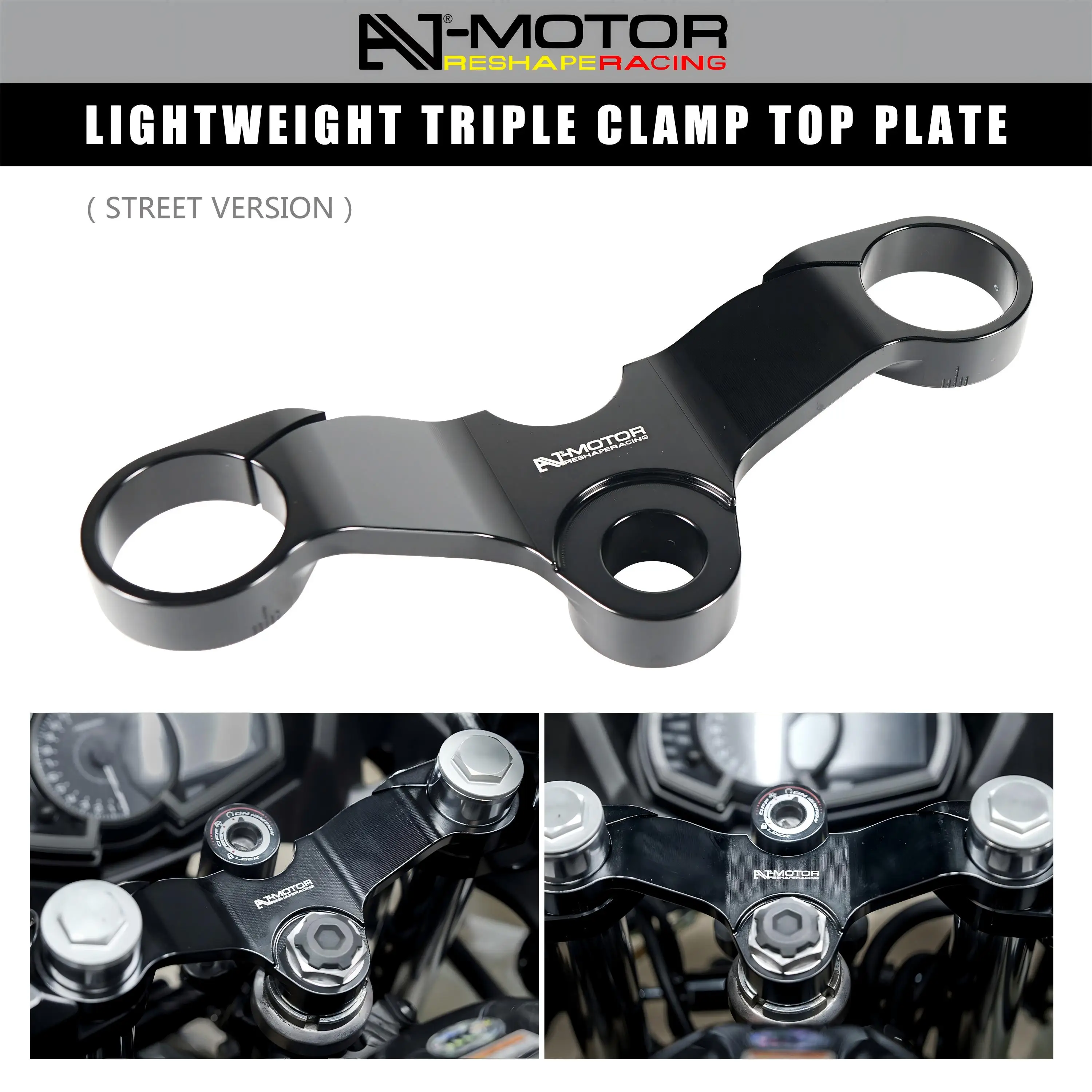 

Street Upgrade Triple Clamp Plate for Kawasaki Ninja 400, CNC Machined for Reduced Bar Vibration & Style