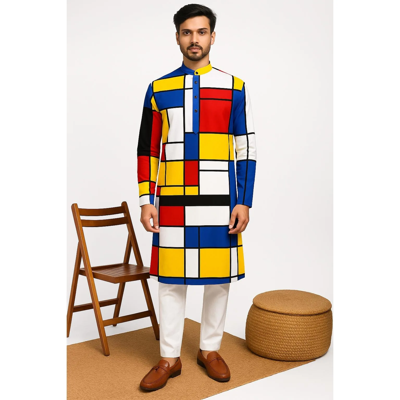 عباية رجالي ثوب عربية طويلة إسلامية هينلي قفطان بأشرطة عادي قمصان رجالية قفطان إسلامي 2026 Harajuku ملابس الشارع