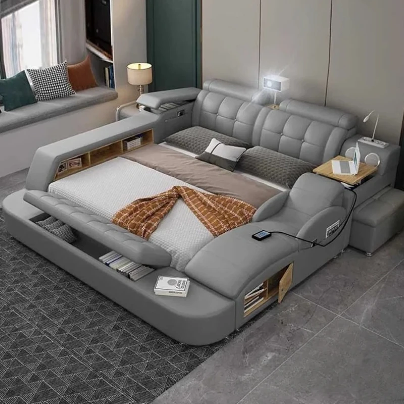 Aesthetic European Luxury Bed Glamorous Castle Sleeping Wood Full Size Bed Frame Modern Design Cama De Casal Furniture Set