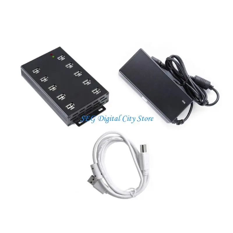 

U75B Aluminum 10 Port USB 2.0 Charging Hub Offering 480Mbps Efficient Power Supply