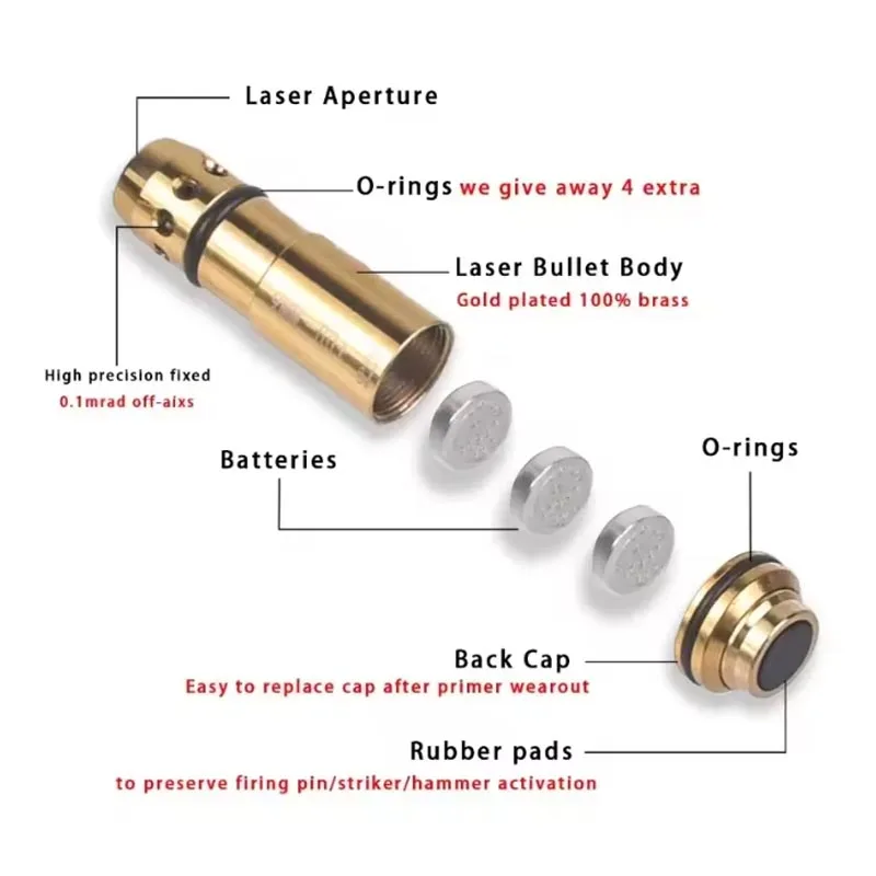9x19mm 9mm Laser Training Bullet Bore Sight 2 in 1 Dual Purpose Pointer for Dry Fire Snap Caps for 9x18mm .223 223rem Caliber
