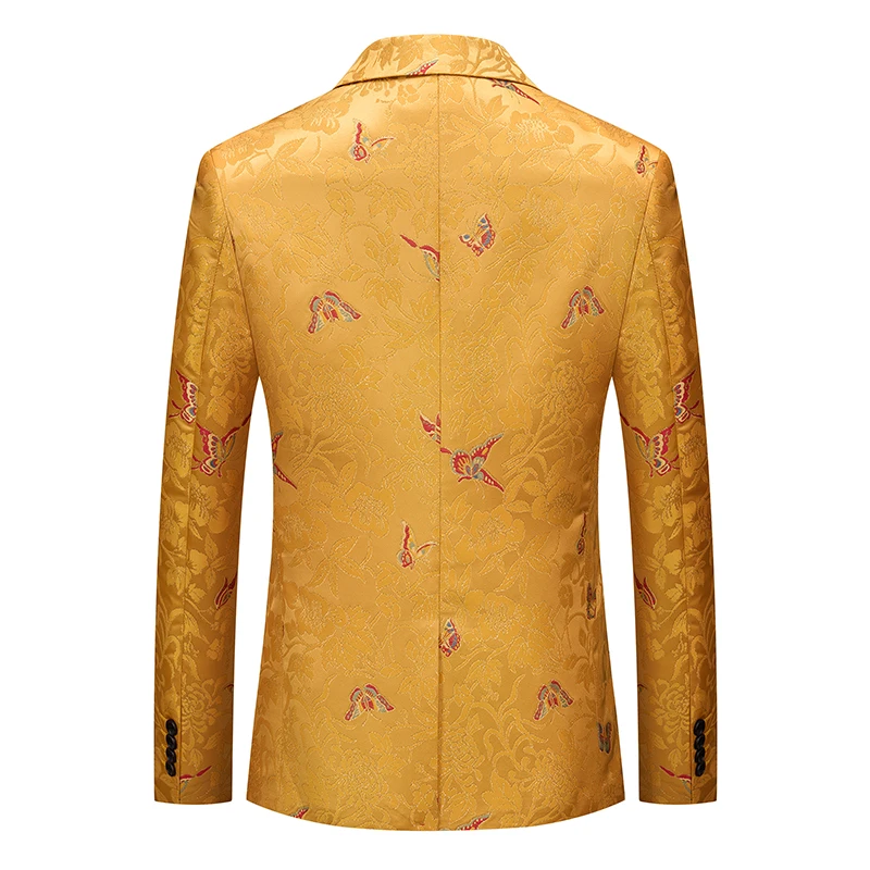 New Spring Autumn Fashion Butterfly Printed Men's Blazers Luxury Single Breasted Business Casual Male Suits Jackets Man Coats
