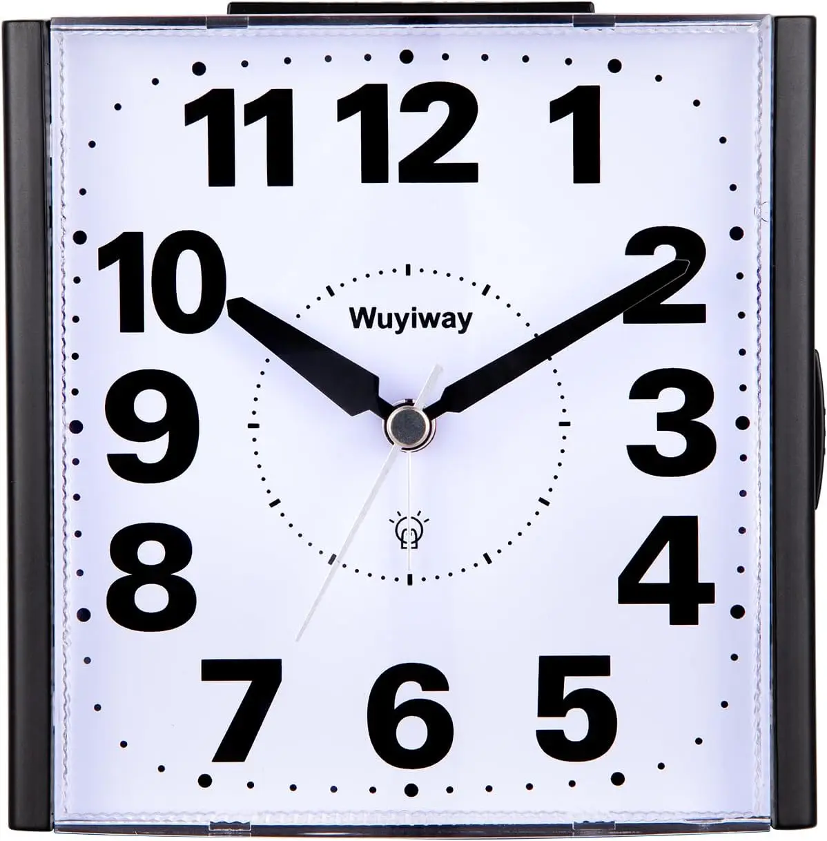 

Large Analog Alarm Clock, Battery Operated, Easy Read for Seniors, Light on Demand, Snooze, Gentle Wake, Black