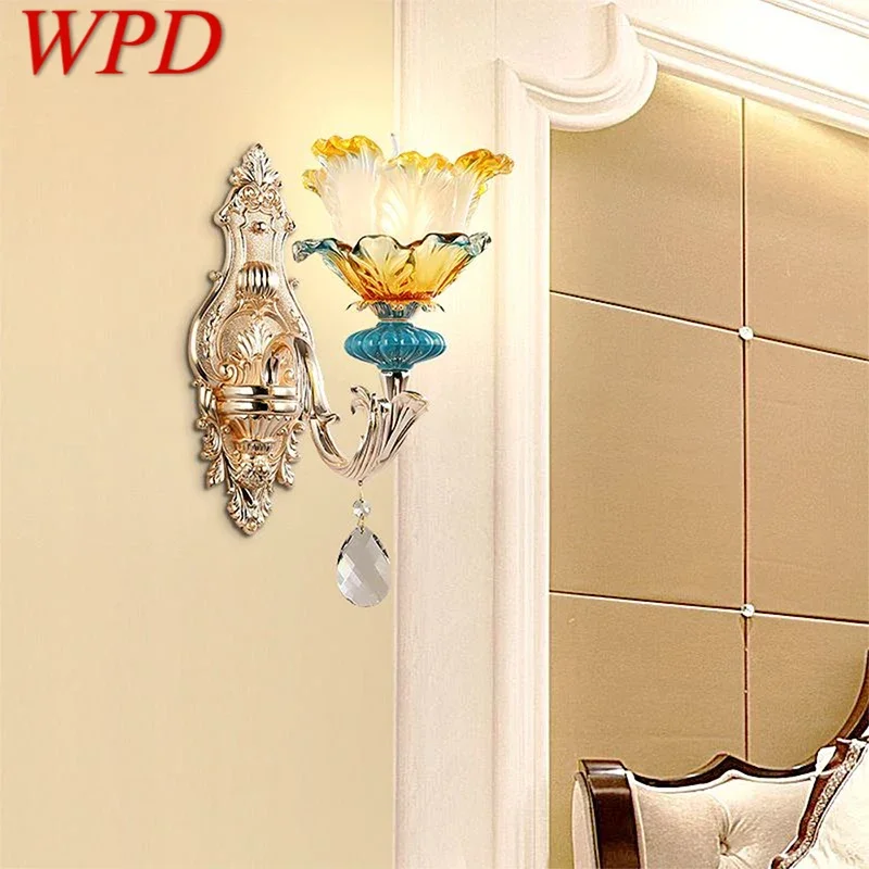 WPD-Lámpara de pared de cristal de lujo, iluminación europea para sala de estar, dormitorio, mesita de noche, fondo, pared, pasillo, Villa, Hotel