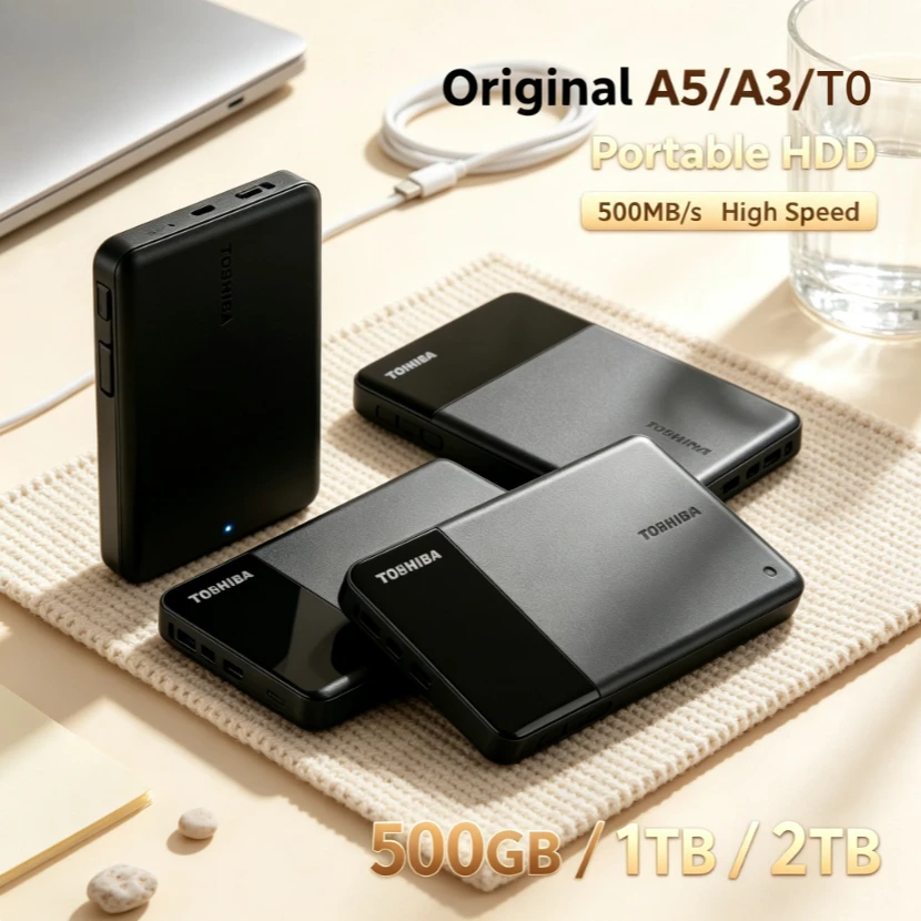 Portable External Hard Disk Brand+ A5 A3 T0 Multiple Capacities Backup HDD Compatible With PC Mac Game Console TV Video Storage