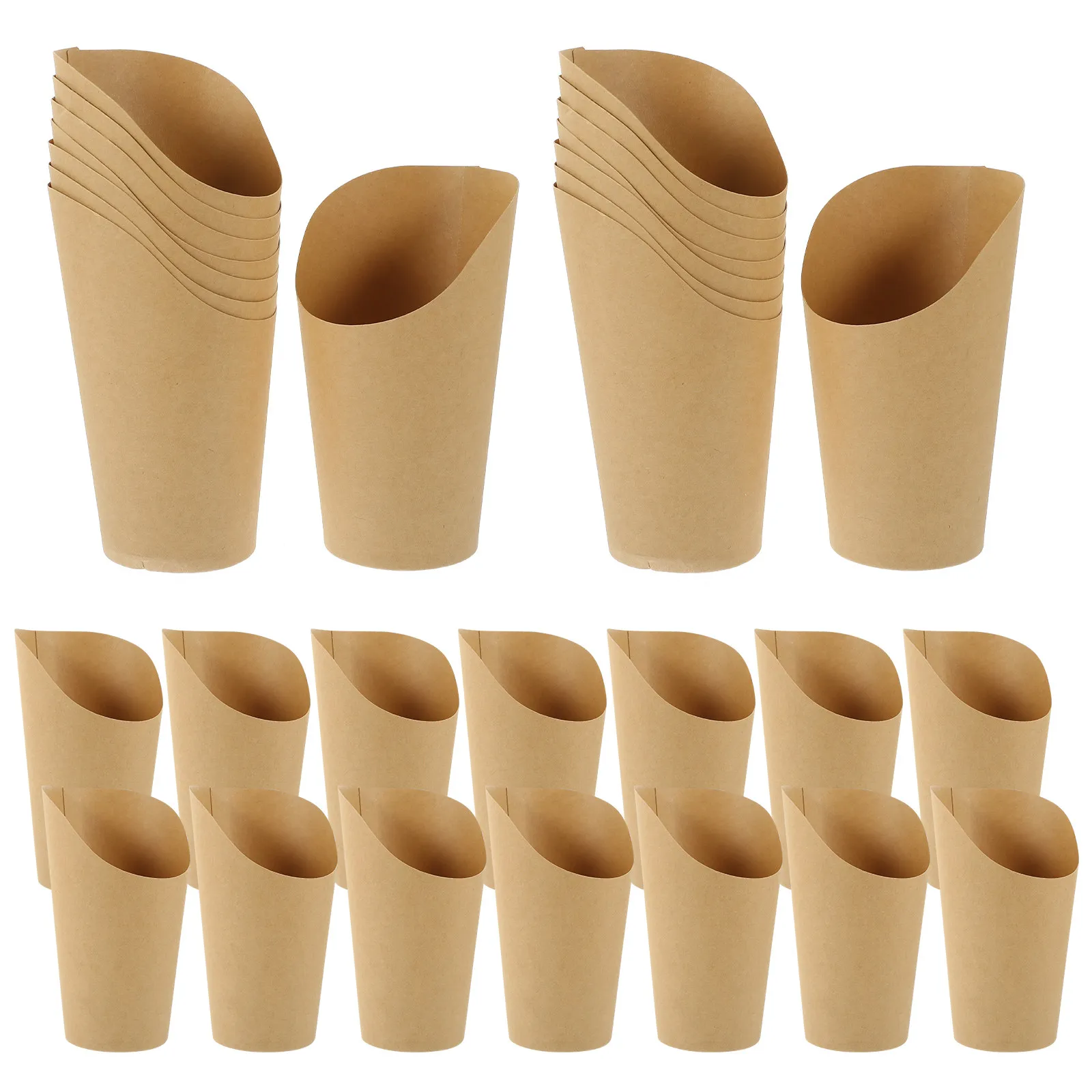 

100Pcs Kraft Paper French Fry Cup Holders Tall Disposable Snack Boxes Food Containers Party Serving Cups Takeout Snack Holders