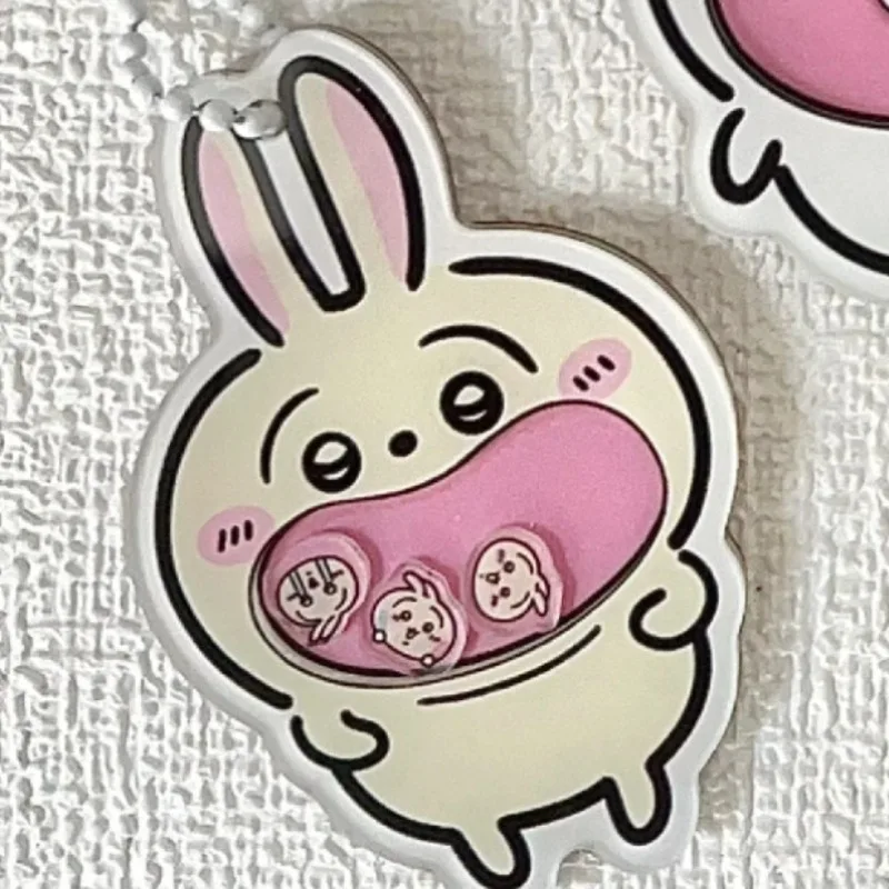 jiyi Acryl-Shaker-Schlüsselanhänger, Niedlicher Usagi Hachiware Jiikawa Taschenanhänger, Kawaii Sammler-Accessoire für Fans und Jugendliche – Detail 4