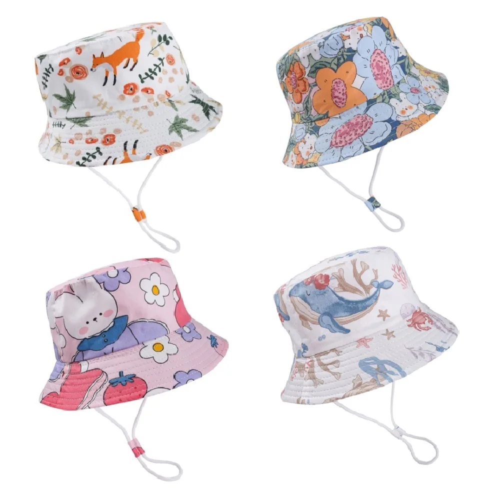 New Summer Children Bucket Hats for Girls and Boys Beach Sun Cap Cartoon Autumn Kids Fisherman's Cap Outdoor Baby Sun Hat