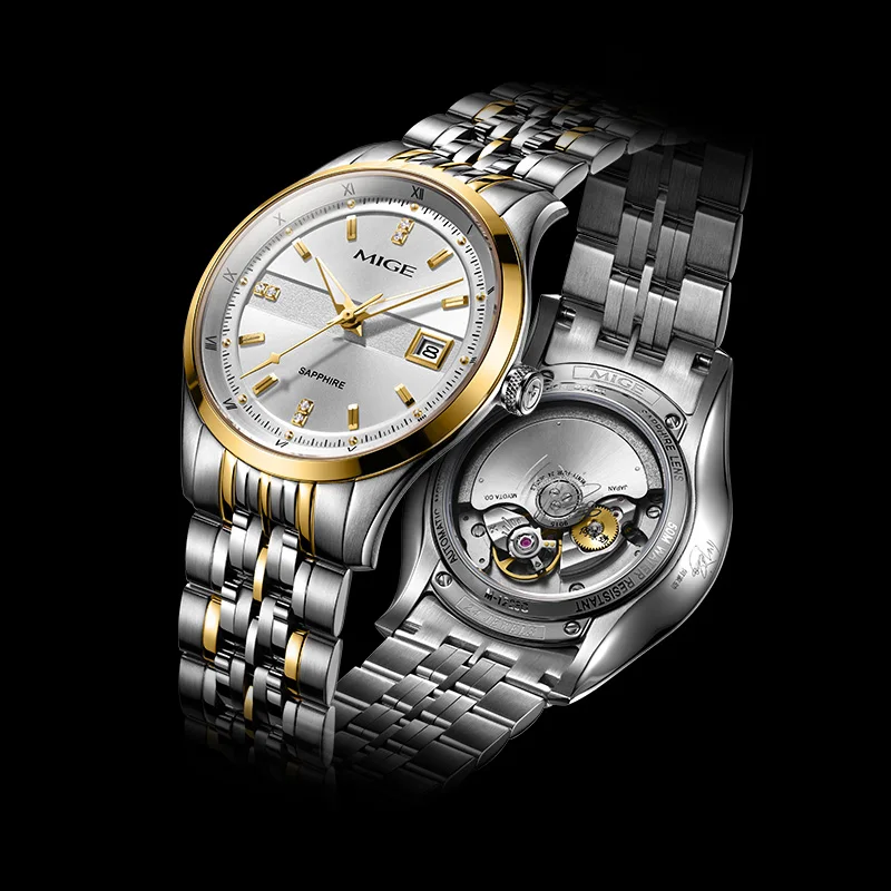 MIGE top brand Ultra-thin men's mechanical waterproof business watch fully automatic casual business luminous mechanical watches