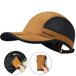 GADIEMKENSD Mens Folding Outdoor Hat Long Brim UPF 50+ Sun Protection Quick Drying Hat Unisex Waterproof Breathable Cap