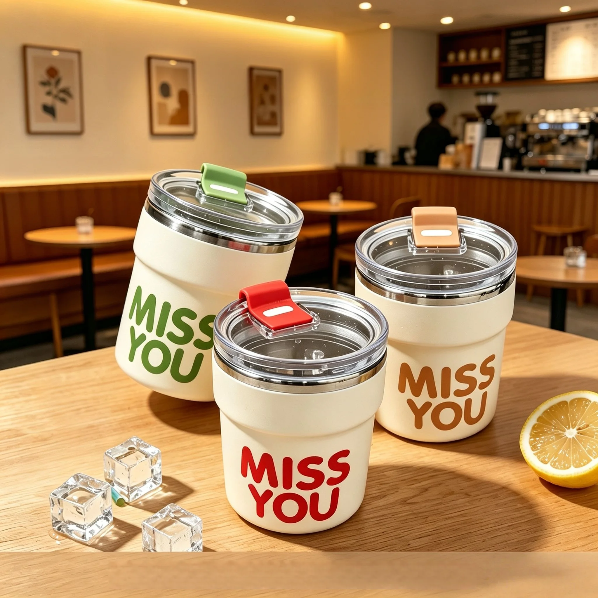 304 Stainless Steel Travel Mug, Flip-Top Leak-Proof Coffee Cup, Portable Water Cup, Double-Layer Insulated Car Cup, Stylish Water Cup, Portable Milk Tea Cup for Commuting, Office Desktop Drinking Cup, Simple and Convenient Cup