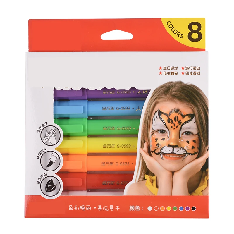 Pintura de piel corporal para niños, rotuladores lavables, maquillaje DIY, dibujo de Color, pincel suave no tóxico, fiesta de Halloween