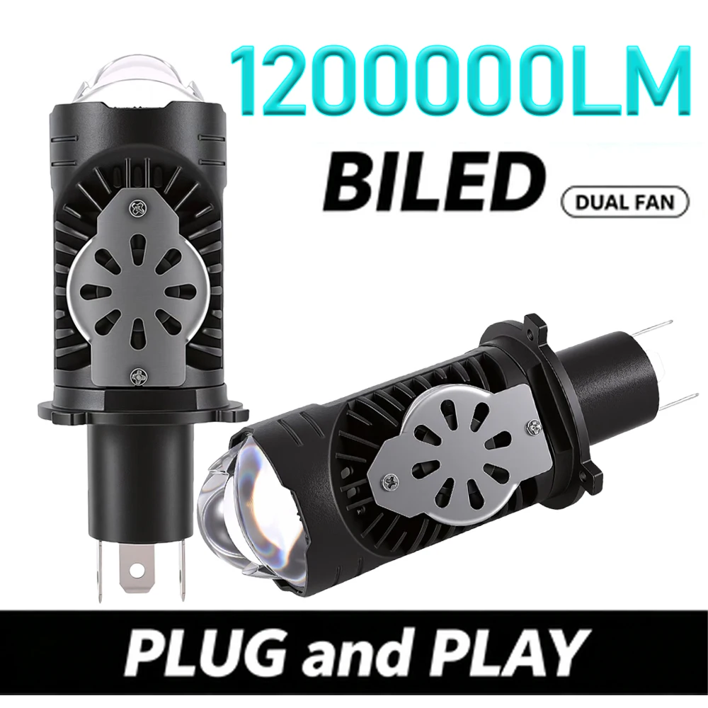 CANBUS H4 Bi LED Bulbs Car Headlight 1200000LM Super Bright Dual Projector Lens Turbo Motorcycle Lights Fog Lamp Plug&Play 12V